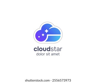 Colorful cloud flip with star logo