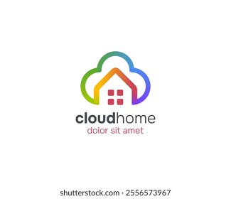 Colorful cloud with house logo