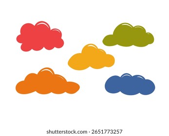 Colorful cloud illustration. Set of cartoon cloud vectors in flat design. Cute cloud word bubbles.