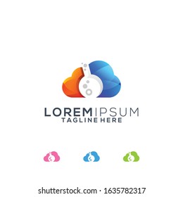 colorful cloud lab logo design vector