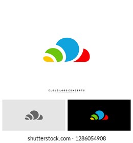 Colorful Cloud Logo Design Concept Vector. Cloud Paint Logo Template Vector