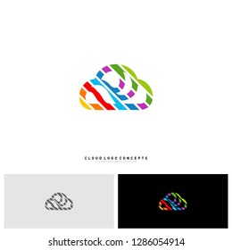 Colorful Cloud Logo Design Concept Vector. Cloud Paint Logo Template Vector