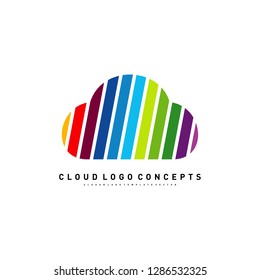 Colorful Cloud Logo Design Concept Vector. Cloud Paint Logo Template Vector