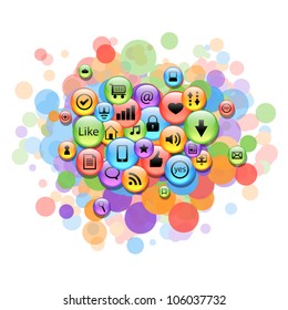 colorful cloud made of internet icons vector