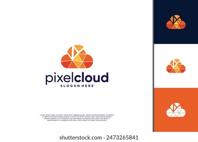 Colorful Cloud pixel logo design