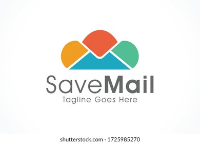 colorful cloud for save mail logo vector