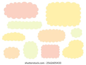 Colorful cloud shape frame set, vector illustration