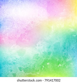Colorful cloud and sky on grainy paper. Watercolor. Vector illustration