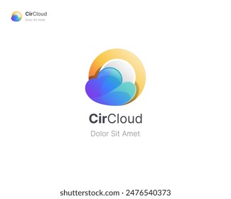 Colorful cloud with smooth gradient circle logo