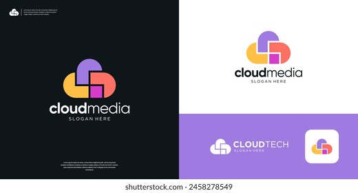 Bunte Cloud Tech Logo Design geometrisch.