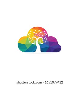 Colorful Cloud tree vector logo design.
