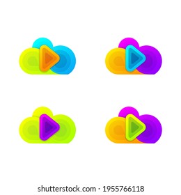 colorful cloud vidio logo design 