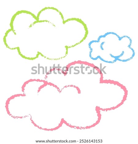 Colorful Clouds Crayon Drawing Vector Illustration