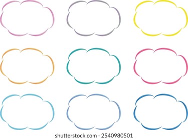 Nubes de colores dibujados a mano marcos conjunto Vector