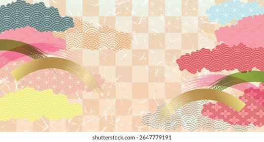 Nuvens coloridas Plano de fundo padrão japonês