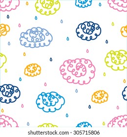 Colorful clouds. Kids vector seamless pattern.