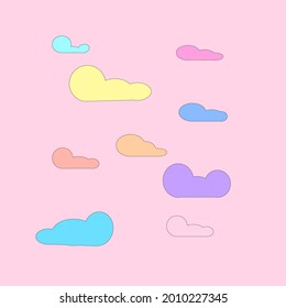 Nubes coloridas sobre fondo pastel