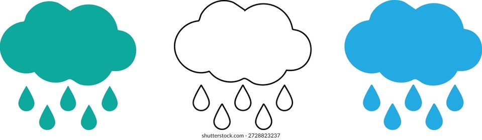 Nubes coloridas con gotas de lluvia Ilustración de Clima