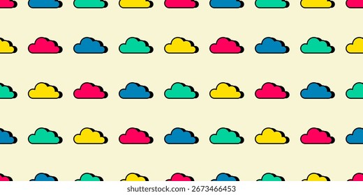 Vetor de padrão contínuo de nuvens coloridas