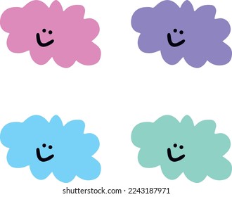 Nubes coloridas con caras sonrientes 