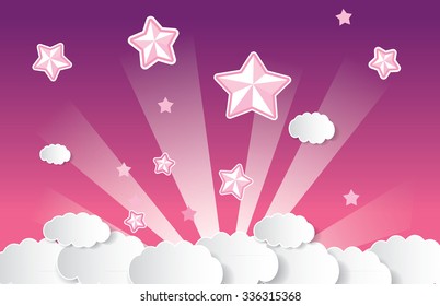 colorful clouds with stars