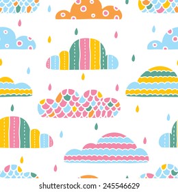 Colorful clouds. Vector seamless pattern.