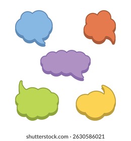 Colorful Cloud-Shaped Speech Bubble Vector Set, Cute Comic Chat Balloons.