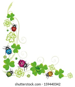 Colorful clover decoration with ladybugs