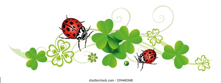 Colorful clover decoration with ladybugs