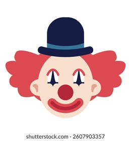 Colorful clown face with cheerful expression against white background