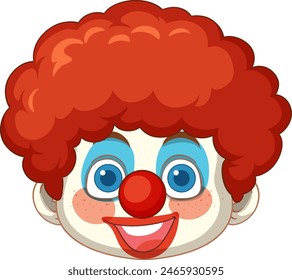 Colorful clown face with red hair