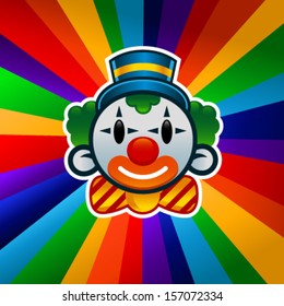 Colorful clown isolated on bursting background