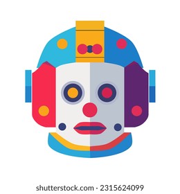 Colorful clown robot head vector illustration