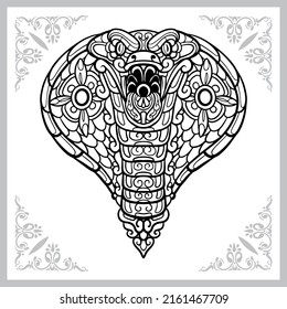 Colorful cobra head zentangle arts. isolated on white background.