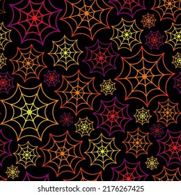 Colorful cobweb seamless pattern. Halloween vector illustration