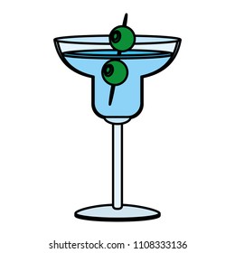 colorful cocatil glass liquor beverage with olives