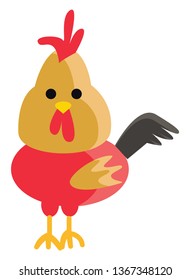 Colorful cock with comb vector or color illustration