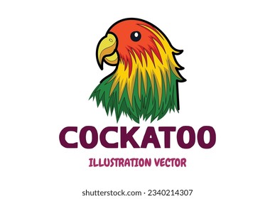 Colorful Cockatoo Parrot Parakeet Bird Head Illustration Design Vector