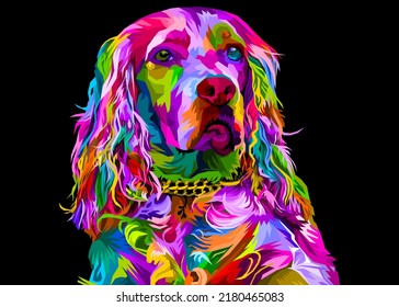 colorful cocker spaniel dog isolated on pop art style. vector illustration.