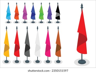 Colorful Cocktail Flags Vector. Set Multi Colored Pins Illustration.  Flags Vector. Concept Of Explore easy to use flag. edit to use. 2347