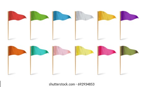 Colorful Cocktail Flags Vector. Set Multi Colored Pins Illustration. 
 svg