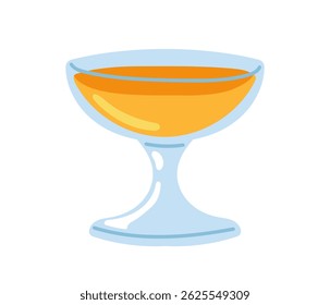 Colorful cocktail glass filled with orange drink on a white background