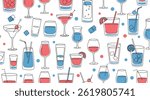 Colorful Cocktail Glasses Seamless Pattern
