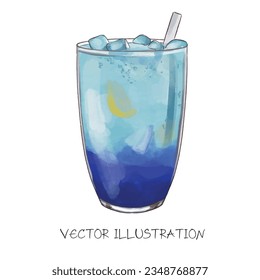 colorful cocktail watercolor vector illustration 