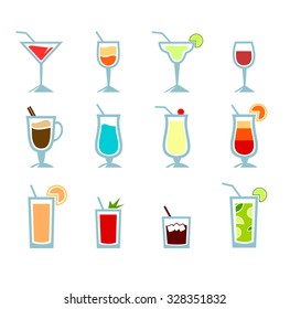 Colorful cocktails collection. Illustration / vector.