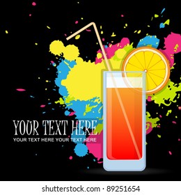 Colorful cocktails on a grunge-background. Vector illustrations. EPS 10