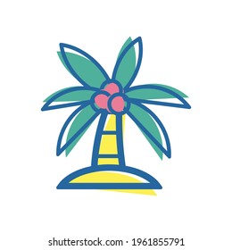 Colorful Coconut tree icon vector design. Fruits symbol for your website design, logo, app, UI. Eps10 vector illustration.