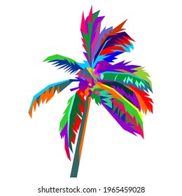 colorful coconut tree wpap pop art vector design