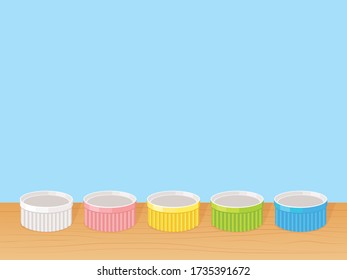 Colorful cocotte placed on the table