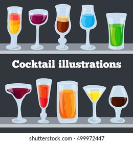 colorful coctail vector illustration background concept